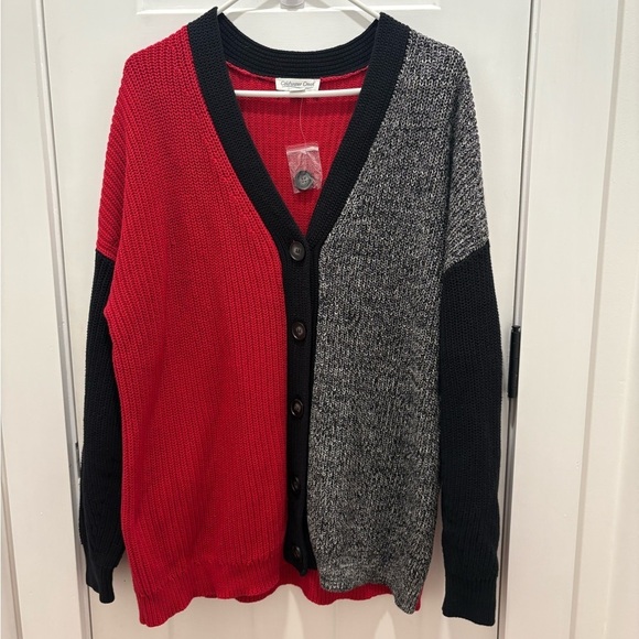 NWOT Coldwater Creek Mens Cardigan Size L  Color block Preppy Outdoor Festive - Picture 1 of 6